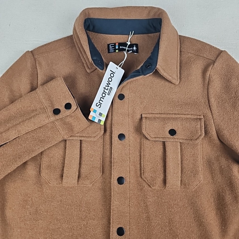 SmartWool Men's Small Anchor Line Shirt Jacket Whiskey Brown Merino Wool Adult S